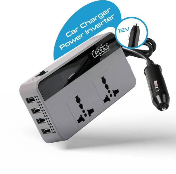 Ceptics 200W Car Power Inverter - SmartVoltage™ - Universal AC Outlet - 4 USB Car Laptop Charger