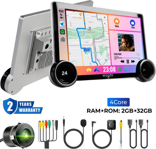 Wagzo 2K Diamond CarPlay Android Auto10.1In,2GB+32GB,4thGen,QLED,4Core With Ahd Camera Car Stereo