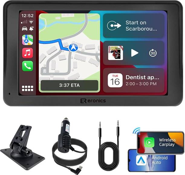 eronics 7" Car Display Screen with Wireless CarPlay & Android Auto | Voice Ctrl Car Stereo