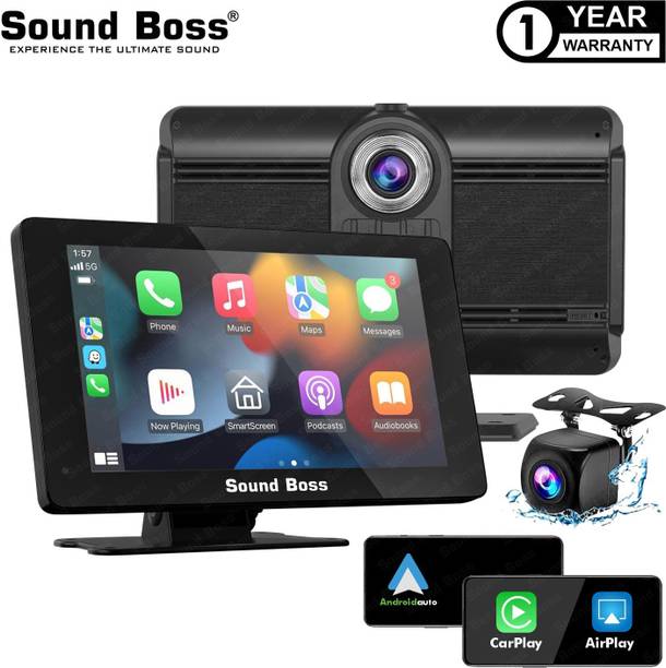 Sound Boss 7" Smart Screen with CarPlay/Android Auto & In-Built Dual Dashcam Car Stereo