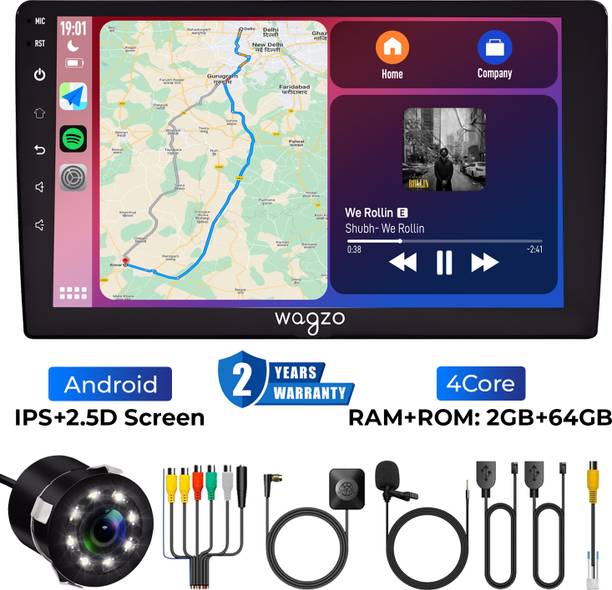 वैग्ज़ो 9inch CarPlay Android AutoTS7,2GB|64GB, 4thGen,4Core,IPS Display With Led Camera कार स्टीरियो