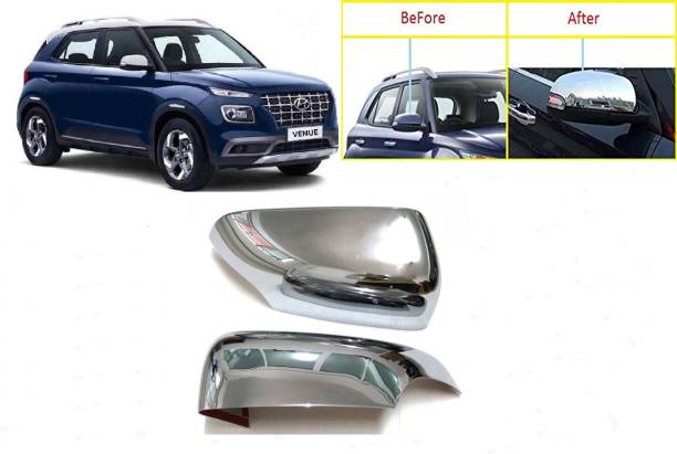 Amabu Car silver Plated chrome side mirror cover for Hyundai Venue (all series) Borosilicate Glass Car Mirror Cover