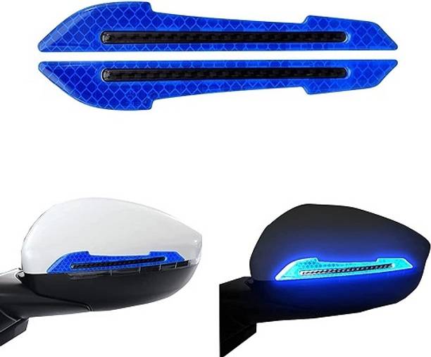 Affitude Auto 2 Pieces Reflective Car Stickers Set Rearview Mirror Blue Car Pet Door Protector