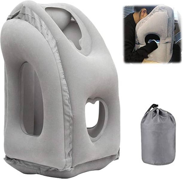 PALAY Inflatable Neck Air Pillow for Sleeping, Support Head, Chin, Neck and Lumbar Air, Cotton Solid Travel Pillow Pack of 1