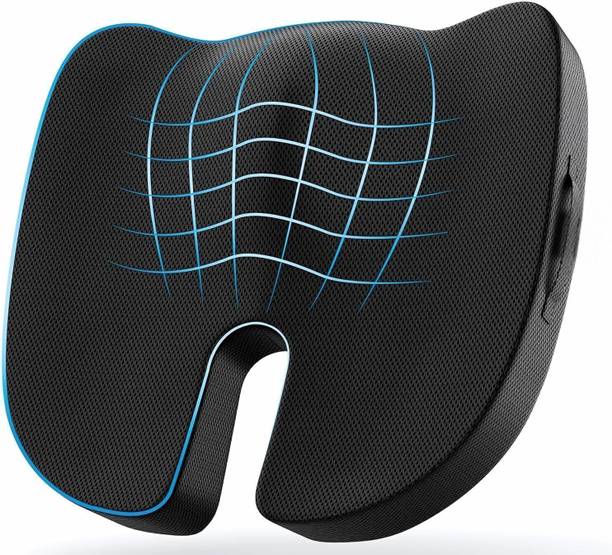 HEALTHQUE Black Memory Foam Car Pillow Cushion for Universal For Car