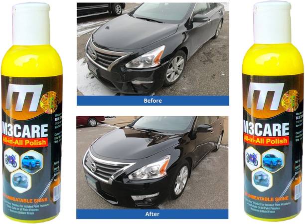 M3CARE Liquid Car Polish for Metal Parts, Chrome Accent, Bumper, Windscreen, Tyres, Metal Parts, Leather