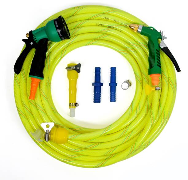 सुनिस 15 Meter Braided Neon Green Hose Pipe(Diameter: 14mm, 1/2” Inch) and Accessories