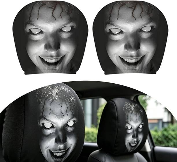 DHAAMI Fabric Car Seat Cover For Universal For Car, NA Spooky Horror Ghost Car Headrest Protectors - 2 Pcs