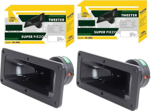 TECH-LOBBY Piezo Tweeter for Car & Home Amplifier Max Power 150W Glossy (Pack of 2) Piezo Tweeter for Car & Home Amplifier Tweeter Car Speaker