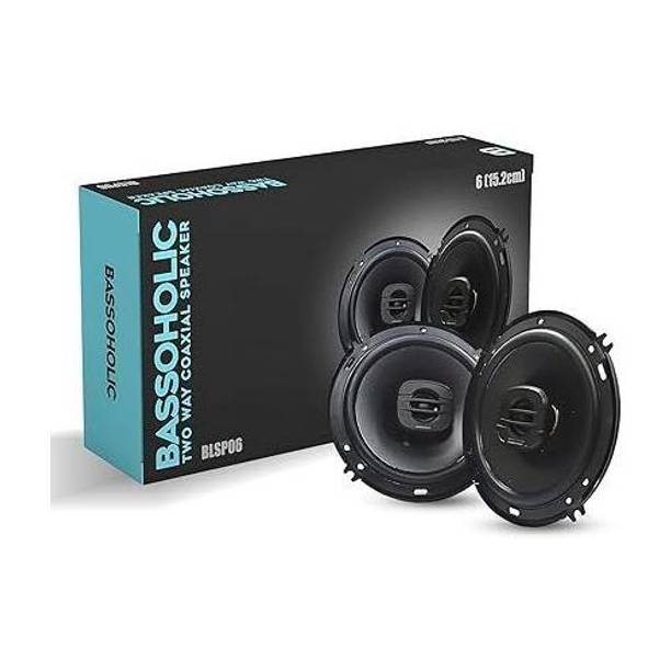 BASSOHOLIC 6 Inch 2-Way Coaxial Speaker | High Bass Sound | Premium Rubber Edge Cone BLSP06 Coaxial Car Speaker