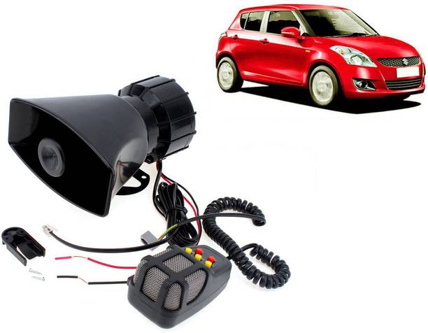 Selifaur 12 Volt Electric Air Horn Siren Speaker With Mic 7 Tone Sound Siren Hooter/Ambulance/Siren/Traffic Sound For Swift Type -3 Component Car Speaker