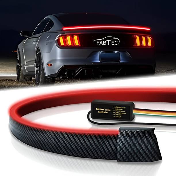 FABTEC Carbon Fiber Rear Led Strip Taillight,Brake Light with Turn Signal Indicator Car Spoiler