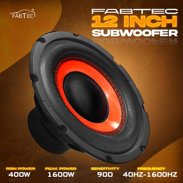 FABTEC 12 Inch Car Subwoofer 400W RMS, 4-ohms with 1600W Peak Power 4 Layer Copper Coil For Car 90DB Bass Audio (63x114 MM Double Magnet) Car Audio System Subwoofer