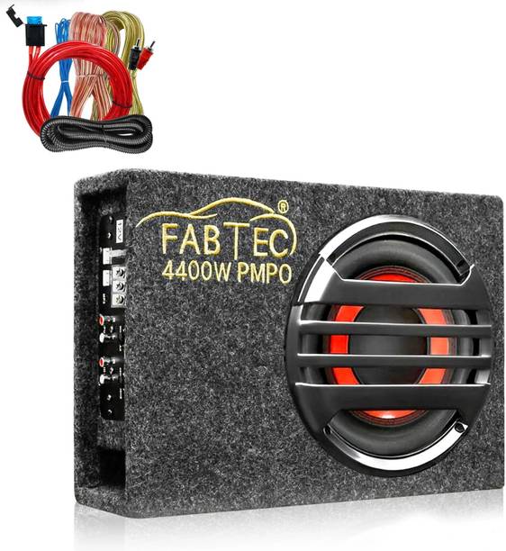 FABTEC 8 Inch Under Seat Car Bass Tube With Amplifier Wire Kit Plug and Play Bass Tube (Built-In Amplifier) Subwoofer