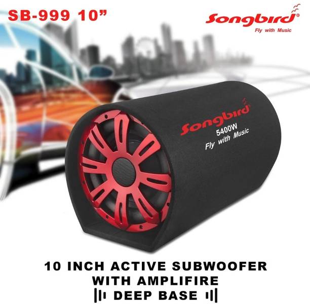 songbird BaseTube_10Inch 10 inch Active Car Bass tube With Inbuilt Imported Amplifier (5400W Peak Power) Subwoofer