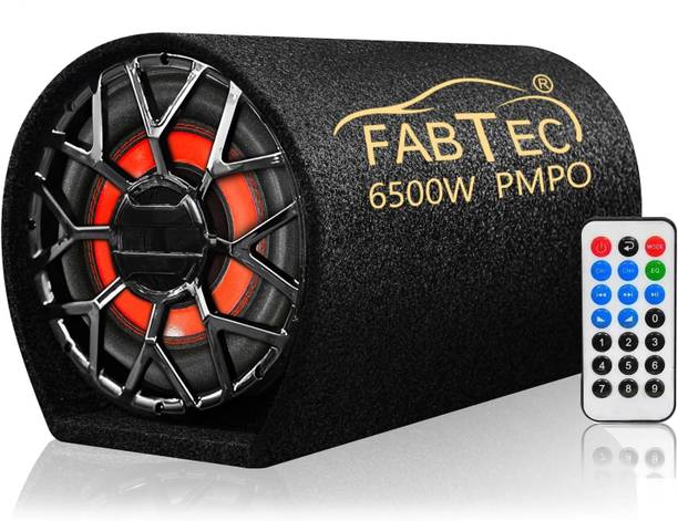 FABTEC 12 Inch Active Bass Tube with In-Built Amplifier – 400W RMS, 6500W Peak, USB, FM, Bluetooth 5.0 with Remote Control Universal Car Audio Subwoofer