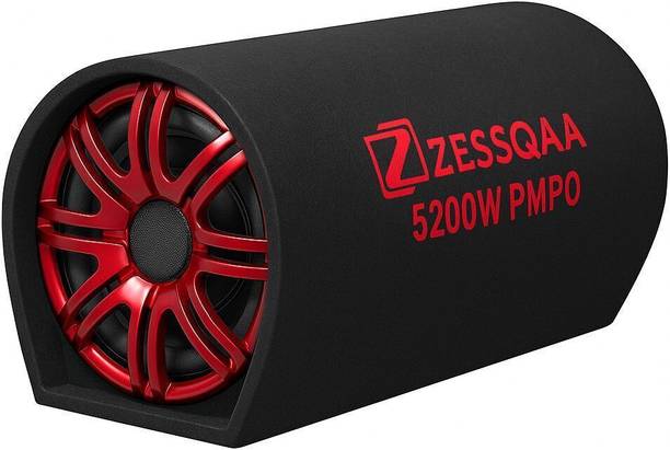 ZESSQAA ZQ-1001BST-Red 10 Inch Active Bass Tube | Plug and Play | Inbuilt Amplifier | All Cars | Red Subwoofer