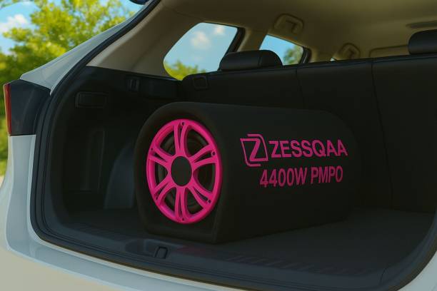 ZESSQAA ZQ_801 BST PINK 8-Inch Car Subwoofer with Built-in Amplifier | 4400W PMPO | Pink Port Subwoofer