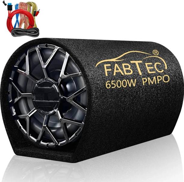 फैबटेक 12 Inch Grey Car Bass Tube Subwoofer with Inbuilt Amplifier - Plug and Play Bass Tube Powerful Audio and Deep Bass with Amplifier Wire Kit सबवूफर