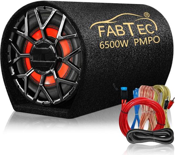 FABTEC 12 Inch Grey Car Bass Tube Subwoofer with Inbuilt Amplifier - Plug and Play Bass Tube Powerful Audio and Deep Bass with Amplifier Wire Kit Subwoofer