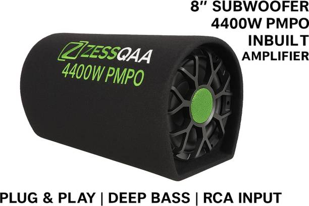 ZESSQAA ZQ-8001BST 8-Inch Car Subwoofer with Built-in Amplifier | 4400W PMPO | Green Port Subwoofer