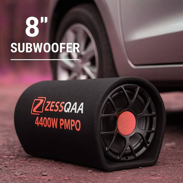 ZESSQAA ZQ_801BST 8 Inch Active Car Bass Tube | Inbuilt Amplifier | Bass Port | Red Subwoofer