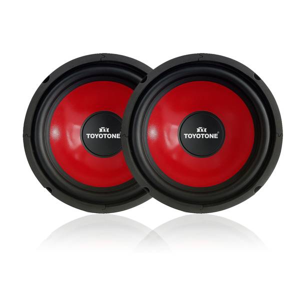 TOYOTONE 8" Inch HI-FI Woofer Speaker (Pack of 2)| Rainbow Deluxe Series | Copper Coil of 4 Ohms | 90x17 Magnet | 40 Watt for Car and Home Audio System (RED) Subwoofer