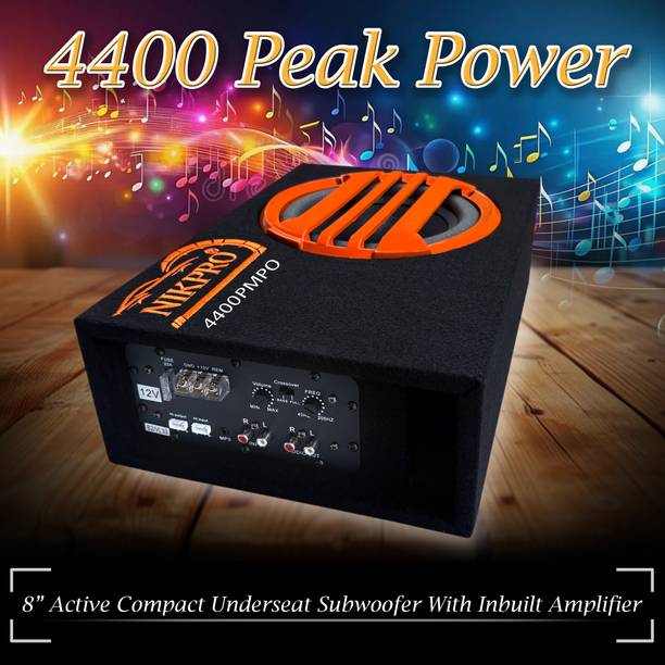 NIKPRO 8 Inch Car Under Seat Active Subwoofer Bass Tube 4400W Peak Power And Built-in Amplifier Car Bass Tube Subwoofer