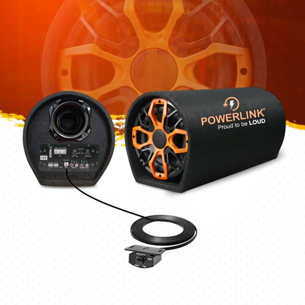 Powerlink 8 Inch Active Car Bass tube With Inbuilt Imported Line-Control-Amplifier |Peak Power: 4800W | | Powerful Audio and Deep Bass | Subwoofer