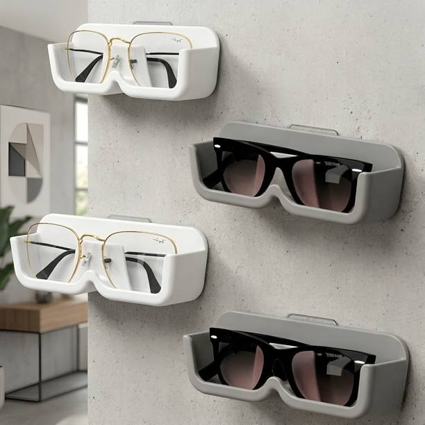GROWA Spectacle Holder Stand - Pack of 4 (Grey & White) White, Grey Car Sunglass Clip Holder