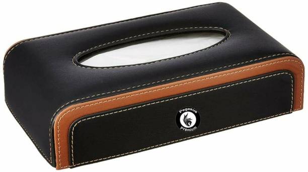 Kursilo PU Leather Tissue Box Holder for Home Office, Car Automotive Decoration.(Black) Vehicle Tissue Dispenser