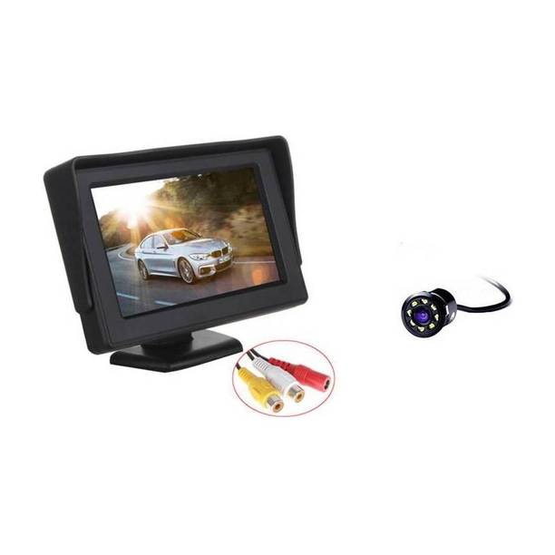 AutoBizarre Combo of 4.3 inch Standing Dashboard Screen with 8 LED Reverse Parking Camera Black LCD
