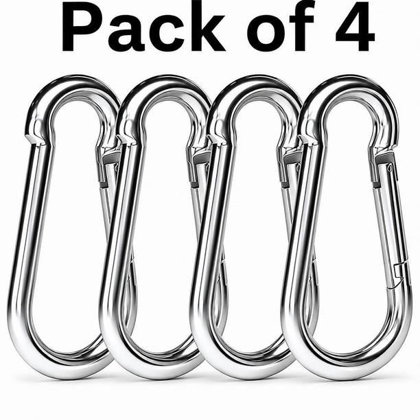 BARLOCK 8MM Heavy Gauge S.S Spring Snap Hook for Gym, Camping, Trekking & Outdoor Use Locking Carabiner