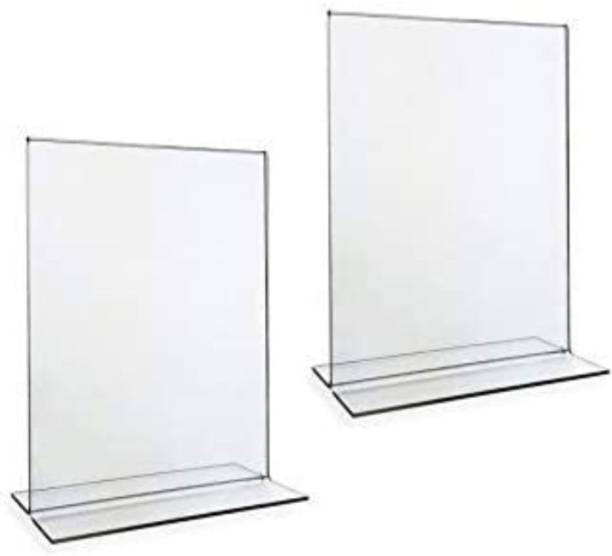 smyalifox Acrylic T Shape Manu Display Stand Size (A5) 5x7 Inch Thik 3mm (Pack of 12 Pcs) Card Display Stand