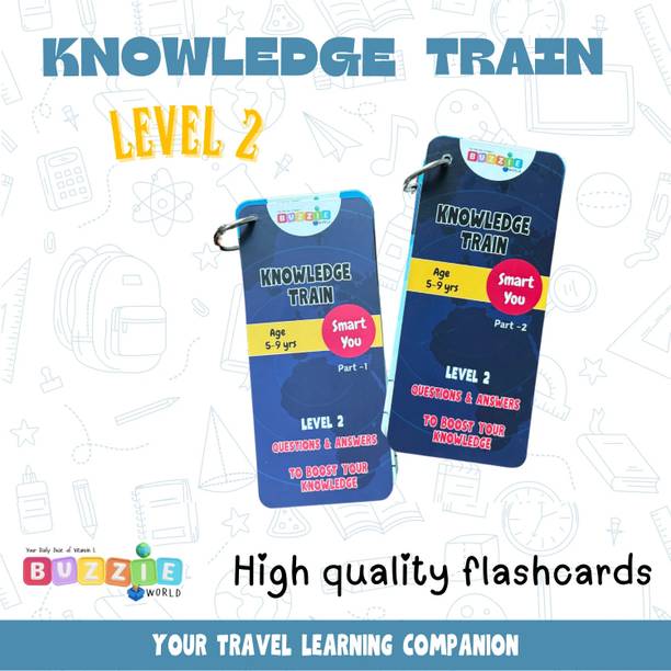 Buzzie World GK Cards Knowledge Train Level 2 Part 1 & Part 2 for Kids Age 5-9 yrs