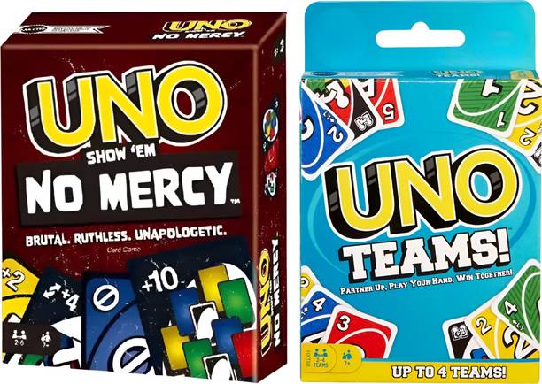 WOYR UNO No Mercy and UNO Teams Playing Card Game|Uno Card Game Combo(Pack of 2)