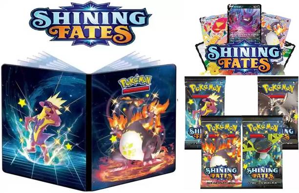 CrazyBuy Pokemon Big Album 208 Pockets With 4 PCS Shining Fates Booster Cards Pack