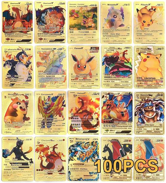 CrazyBuy 100 PCS Gold Foil Rare Cards TCG Deck Box Including Assorted Rare Foil Cards_new