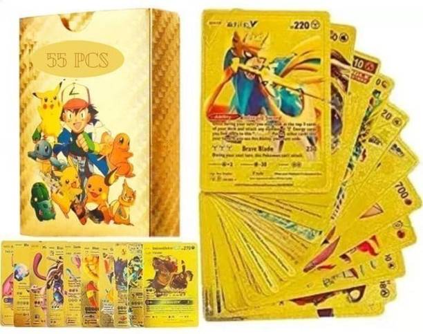 Zokio 55pcs Collectible Pokemon Gold Card Box V Series Vmax Gx Playing Card FOR KIDS_