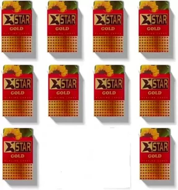 Gift Collection Star Gold Plastic Coated Playing Cards Taash Patti Bridge Rummy Poker Pack Of10