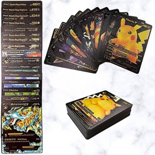 radhey preet Premium Black Foil 55 Rare Pokemon Card Game Set, RP1439