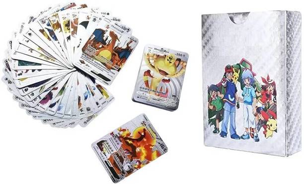 RAGVEE Pokemon Waterproof 55pcs TCG Silver Foil Card Box V Series Vmax Gx Ex Cards