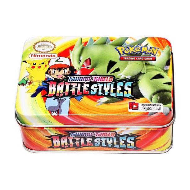 TCG Sword & Shield Battle Styles Tin Box with cards