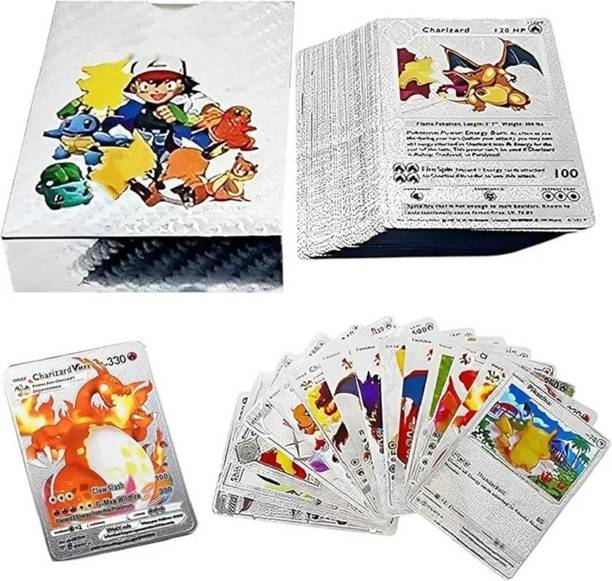 Occel 55pc Collectible Pokemen SILVER Card Box V Series Vmax Playing Card FOR KIDS=