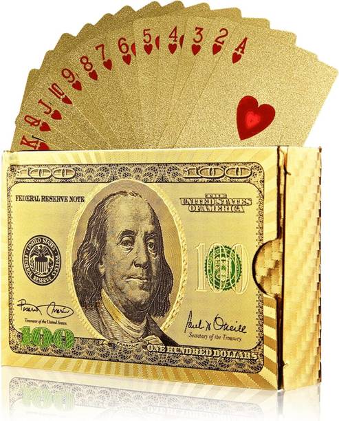 FunBlast Gold Waterproof Playing Cards, Flexible PVC Plastic Poker Deck Card