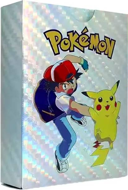 Occel 55pc Collectible Pokemon SILVER Card Box V Series Vmax Gx Playing Card FOR.KIDS.