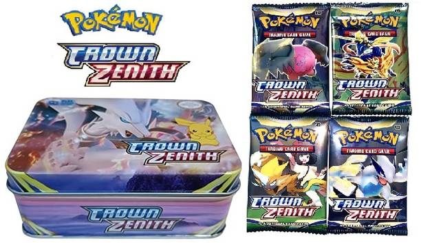 CrazyBuy Pokemon Sword & Shield Crown Zenith Vstar Vmax V And Basic Cards with tin