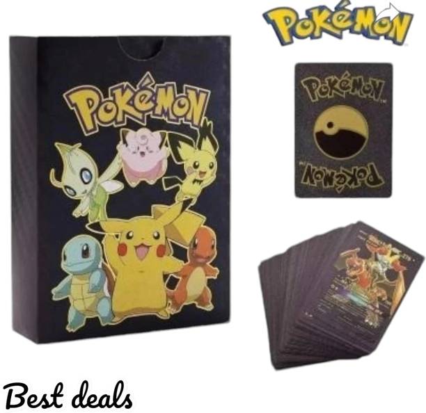 Bestdeals New pokemon cards black real rare high HP trading card game 55 black cards deck