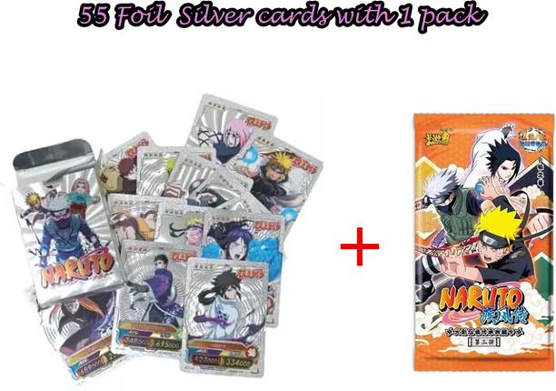 AncientKart Rare Naruto Silver Shinning PVC waterproof cards set of 55 cards with 1 pack