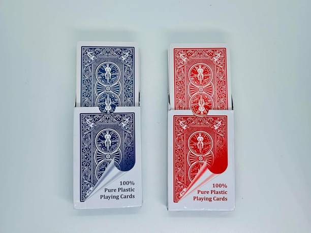 A SARKAR MAGIC WORLD Marked Playing Card Plastic Bicycle Design Set of 2 (Blue & Red)